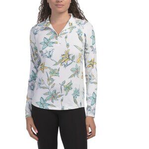 PUMA GOLF White Upf You-v Lily Floral Quarter Zip Jacket